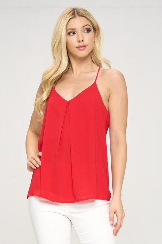 Solid V neck Racerback Top