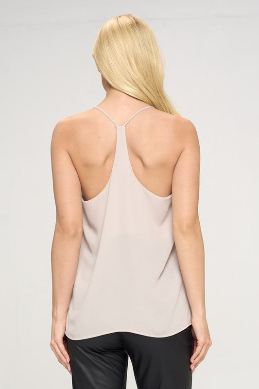 Solid V neck Racerback Top