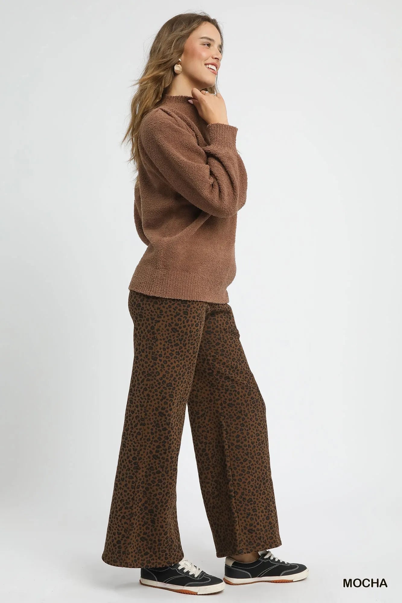 Umgee Textured Long Sleeve Sweater with Ribbed Trim  Shop One Place