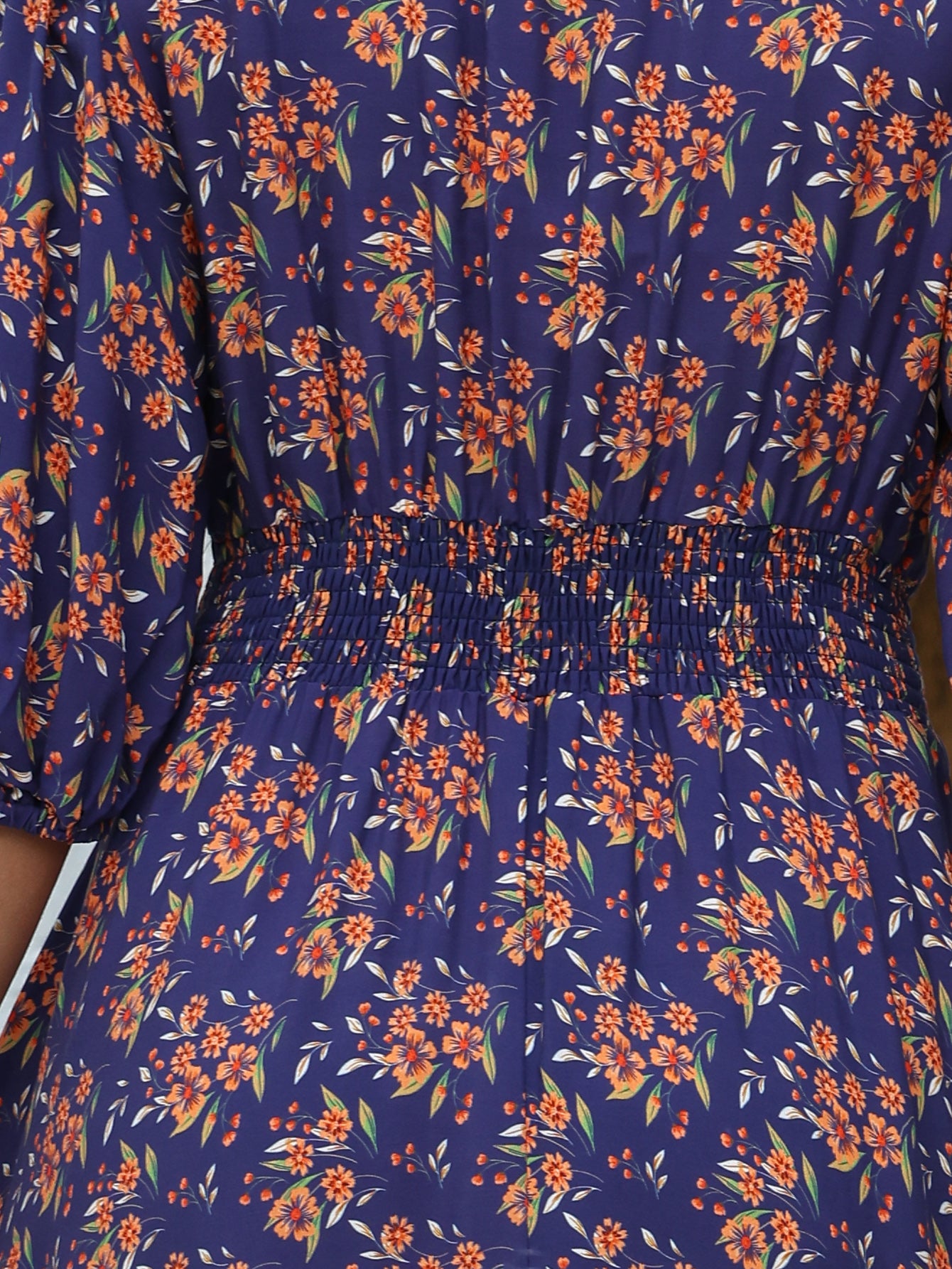Women Mid Length Floral Dress With Lace Cutout V Neck Three Quarter Sleeves And A Cinched Waist Perfect Casual Beach Vacations  Shop One Place