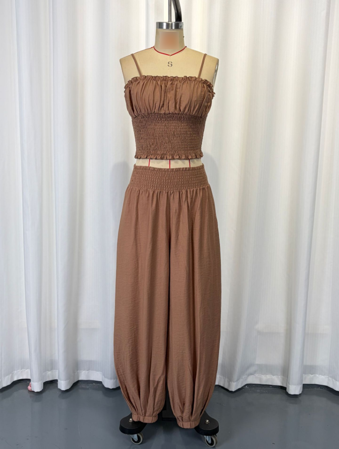 Elegant Short Tube Top Suspenders Bloomers Set Holiday Casual Two Piece Sets  Shop One Place