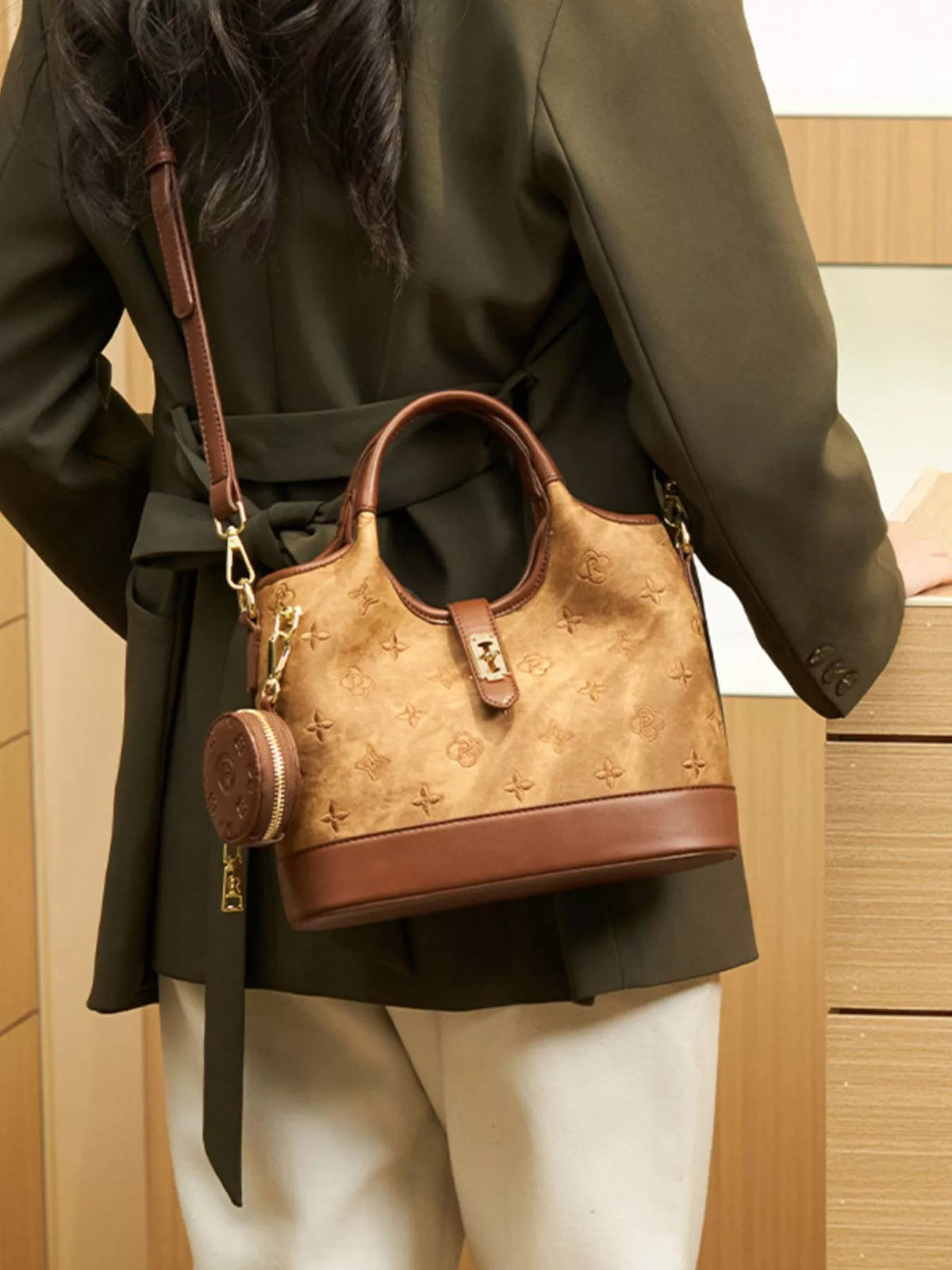 Embossed Crossbody Bag with Detachable Coin Pouch – view 12