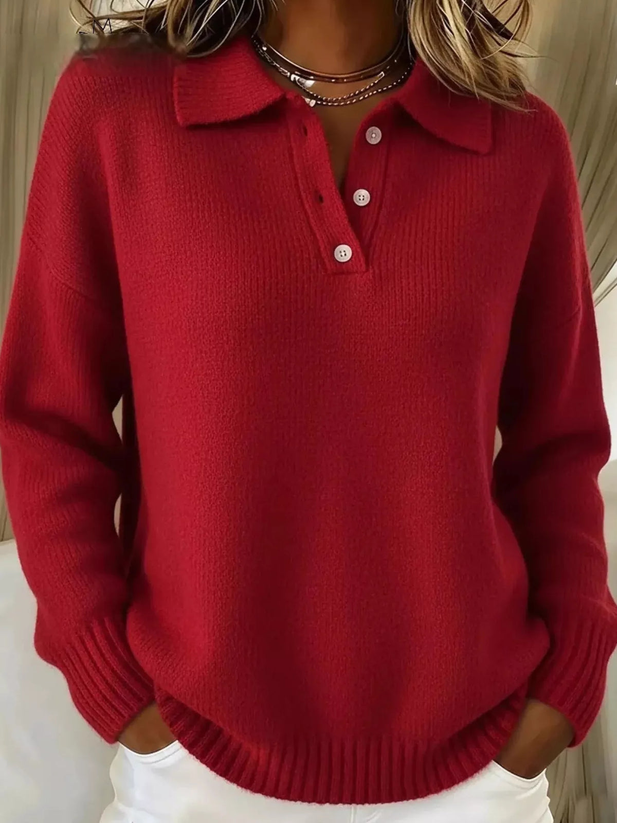 Full Size Button Detail Dropped Shoulder Sweater Plus Size  Shop One Place