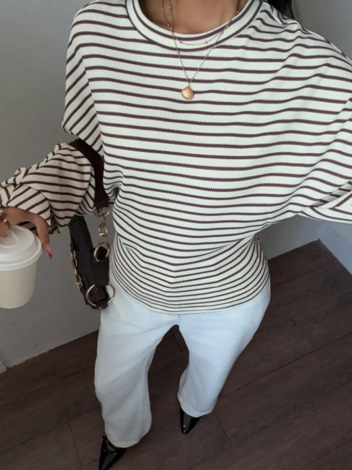 Women's Striped Batwing Sleeve T-Shirt – view 8