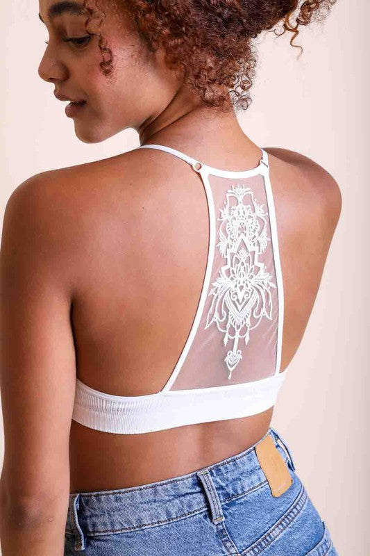 Tattoo Mesh Racerback Bralette  Shop One Place