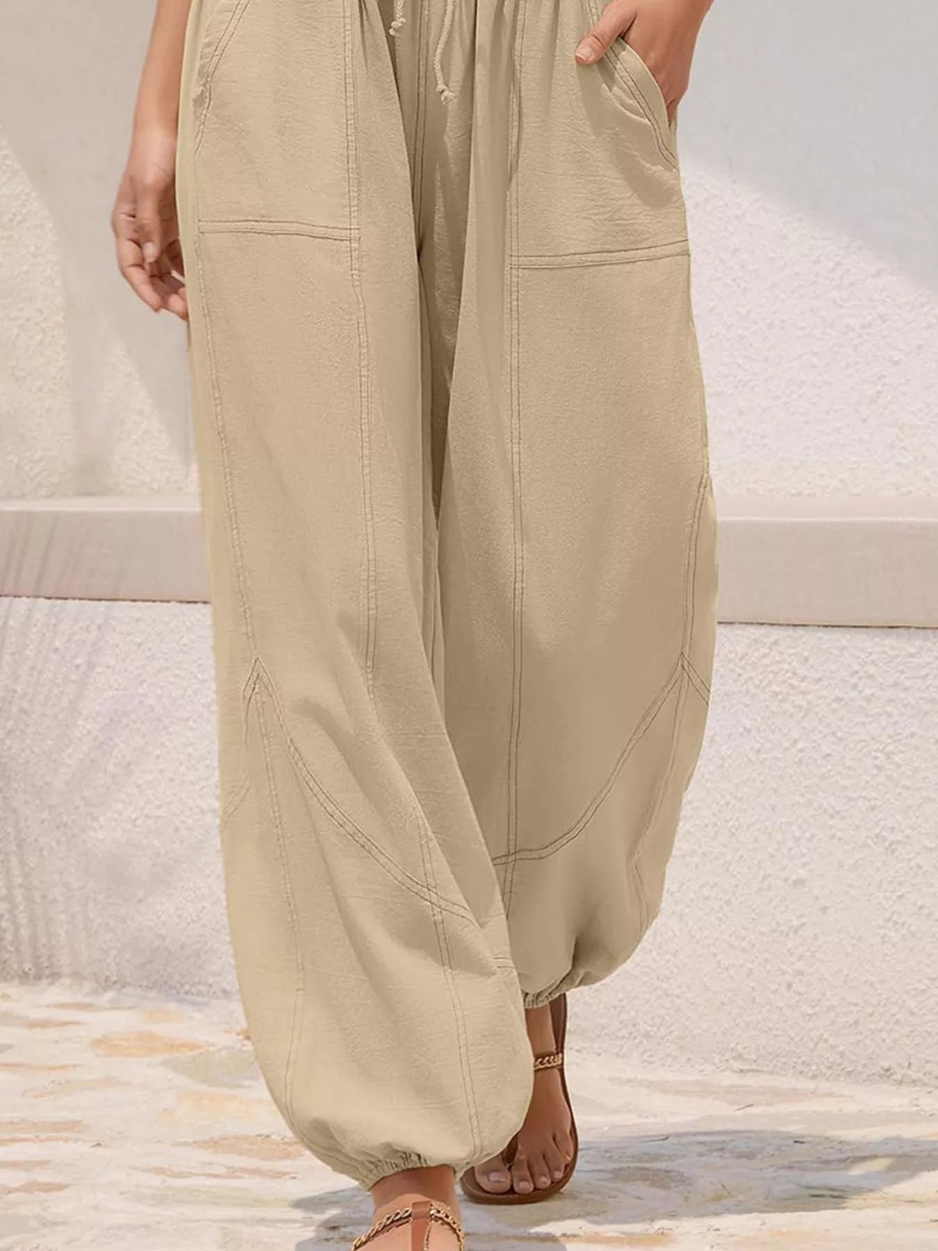 Casual Loose Fit Drawstring Waist Harem Joggers  Shop One Place