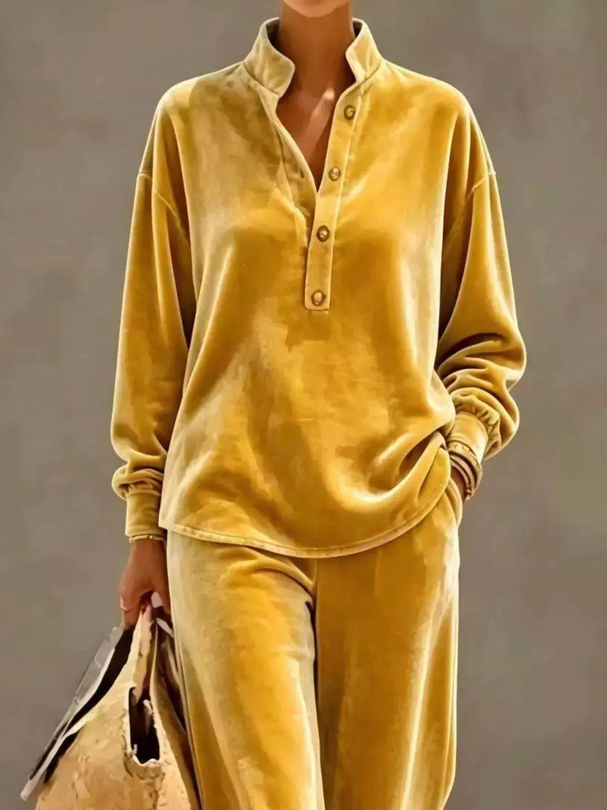 Women's Half-Button Top & Wide-Leg Pants Set – view 6