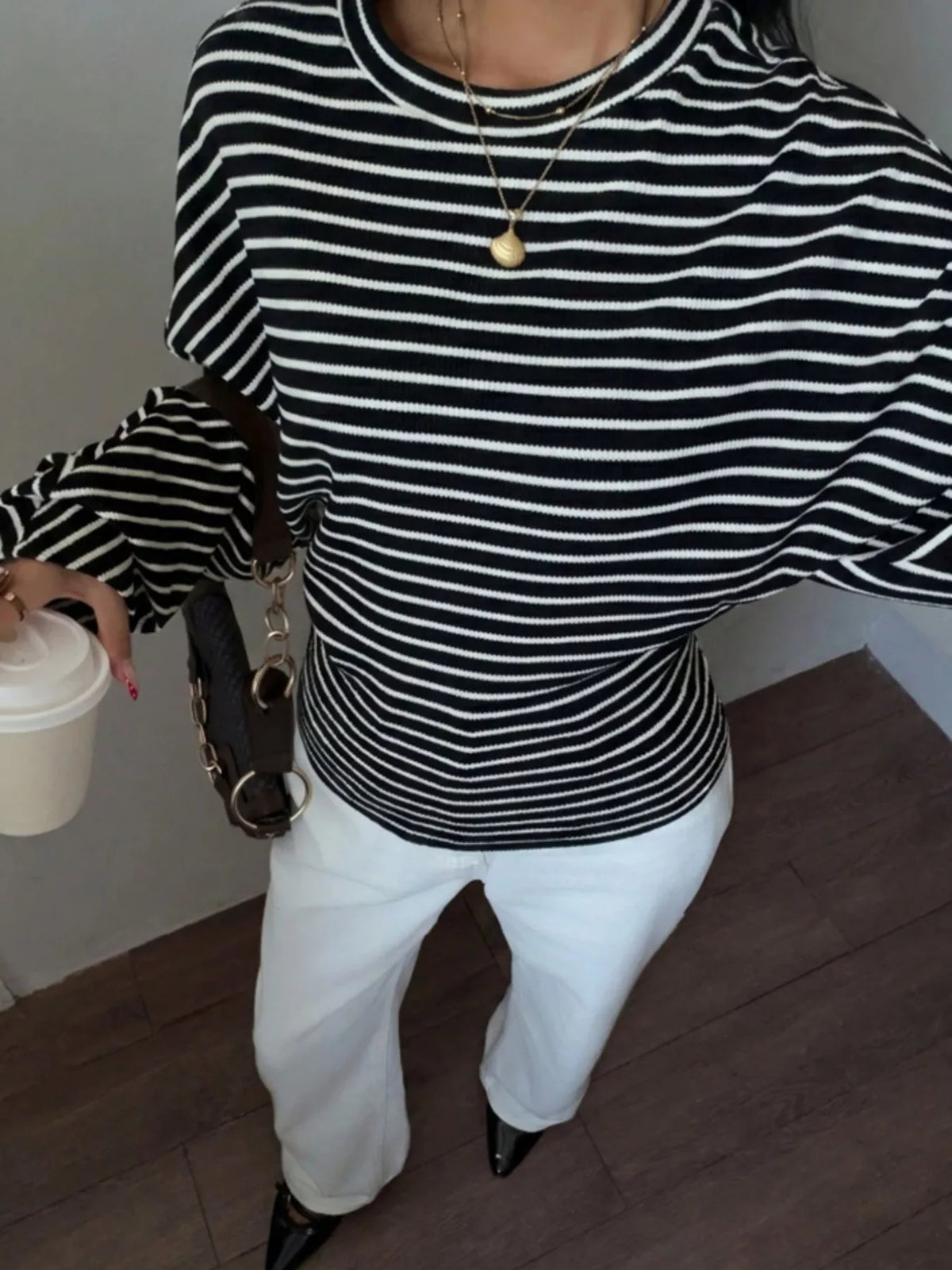 Women's Striped Batwing Sleeve T-Shirt – view 4