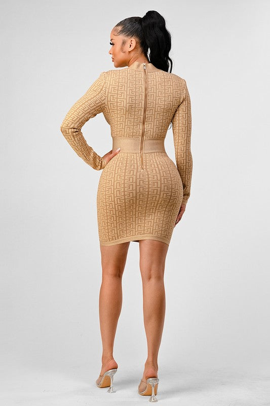 ATHINA HOLIDAY COLLECTION GOLD BANDAGE DRESS