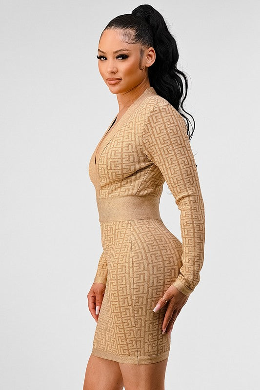 ATHINA HOLIDAY COLLECTION GOLD BANDAGE DRESS