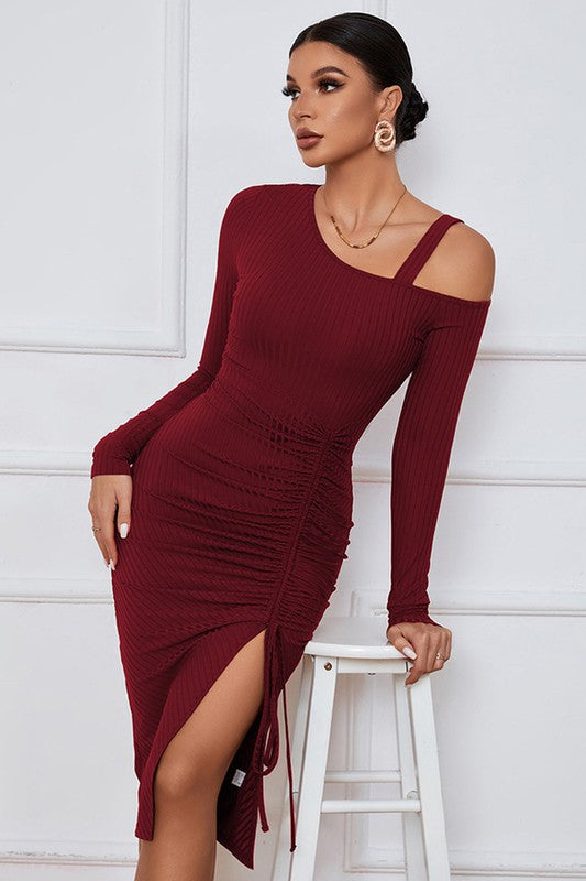 BURGUNDY SEXY FASHION DRESS