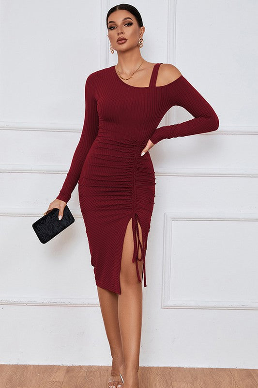 BURGUNDY SEXY FASHION DRESS