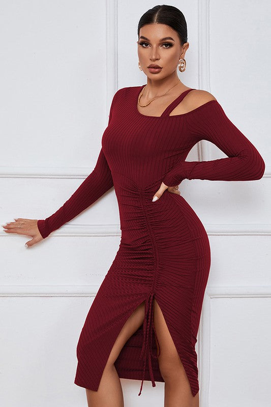 BURGUNDY SEXY FASHION DRESS