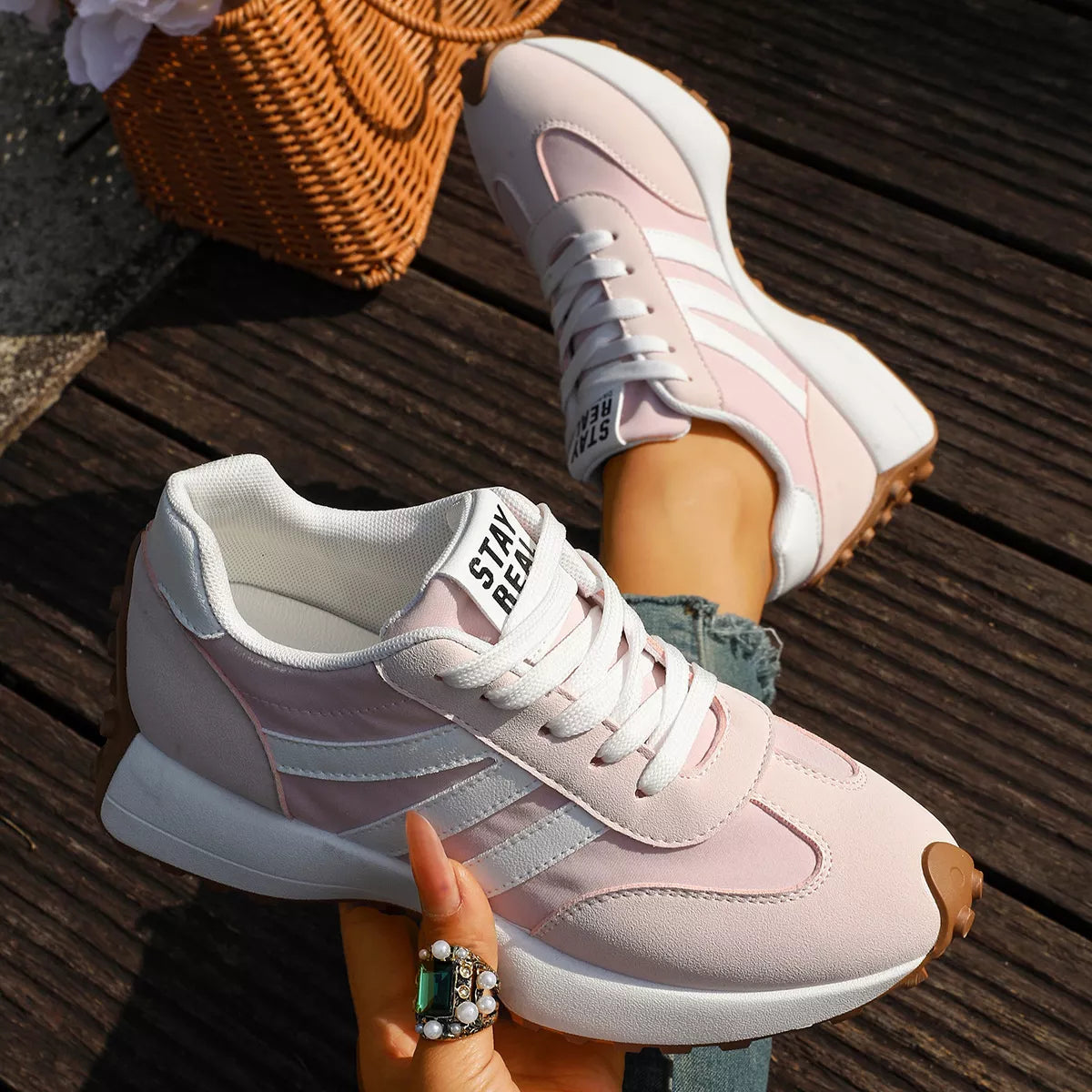 Round Toe Lace Up Sneakers  Shop One Place