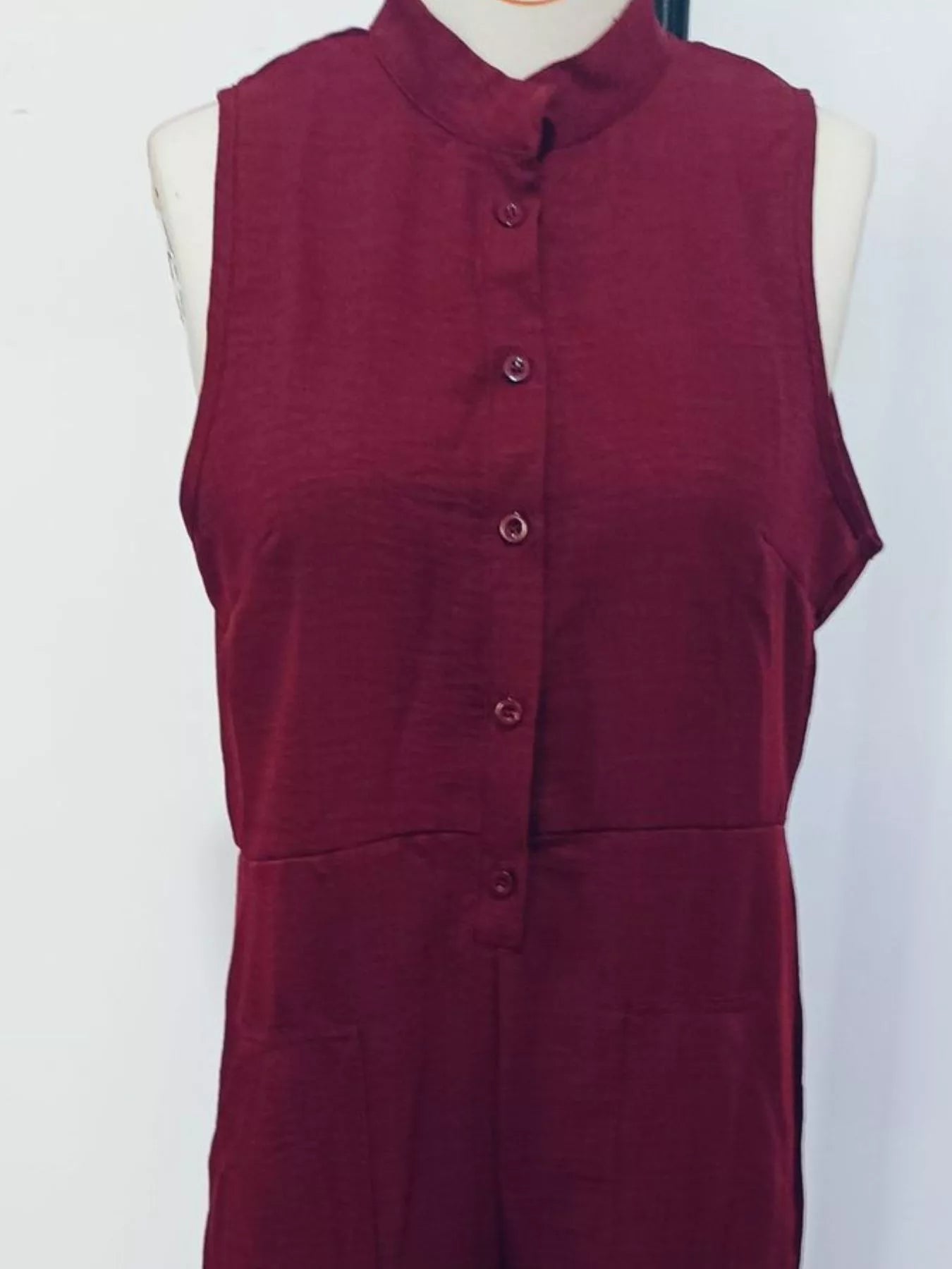 Full Size Button Front Sleeveless Jumpsuit Plus Size  Shop One Place