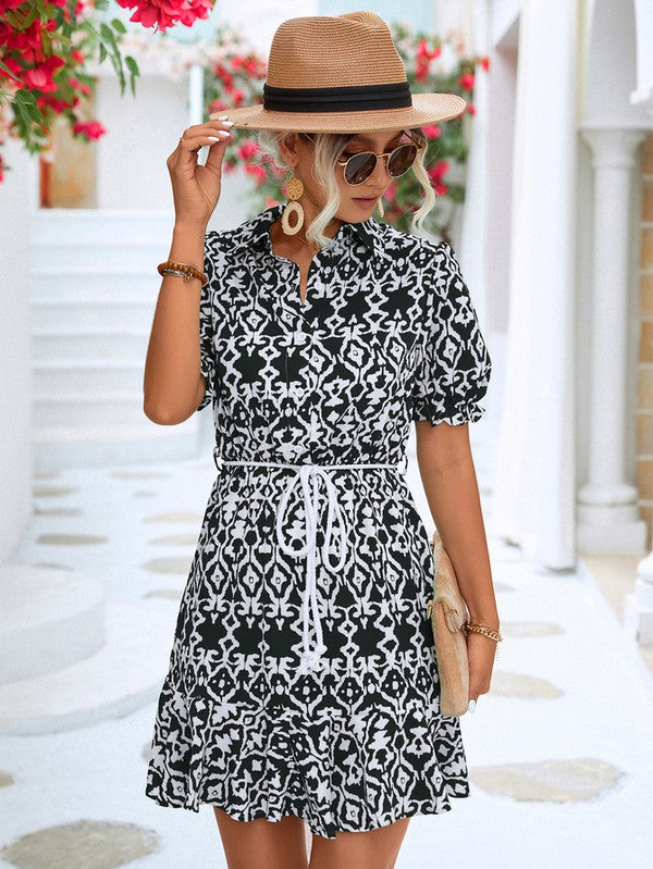 Women Print Button Down Jumpsuit