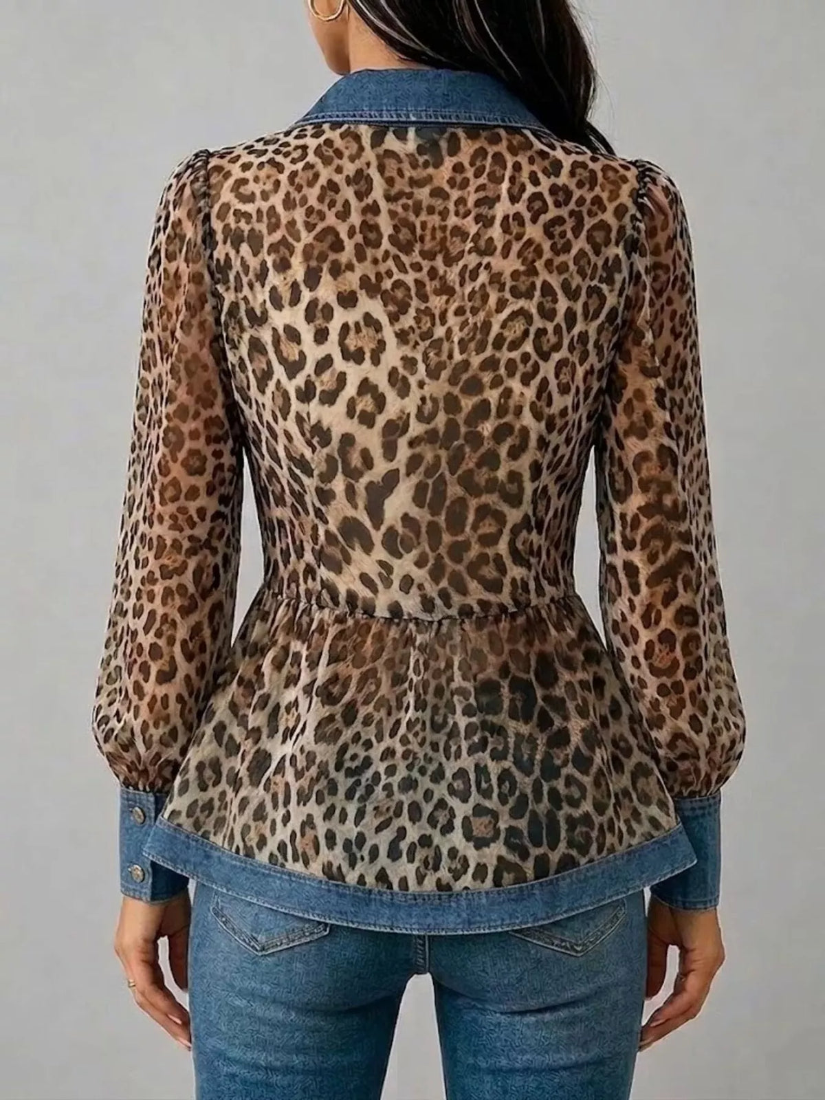 Women's Leopard Print Peplum Blouse – view 2
