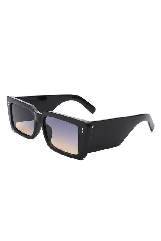 Rectangle Flat Top Retro Tinted Chunky Sunglasses