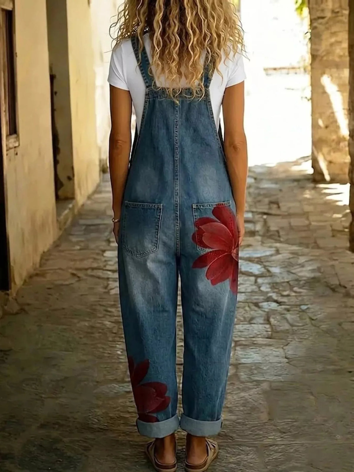 Women's Floral Print Button-Front Overalls – view 3