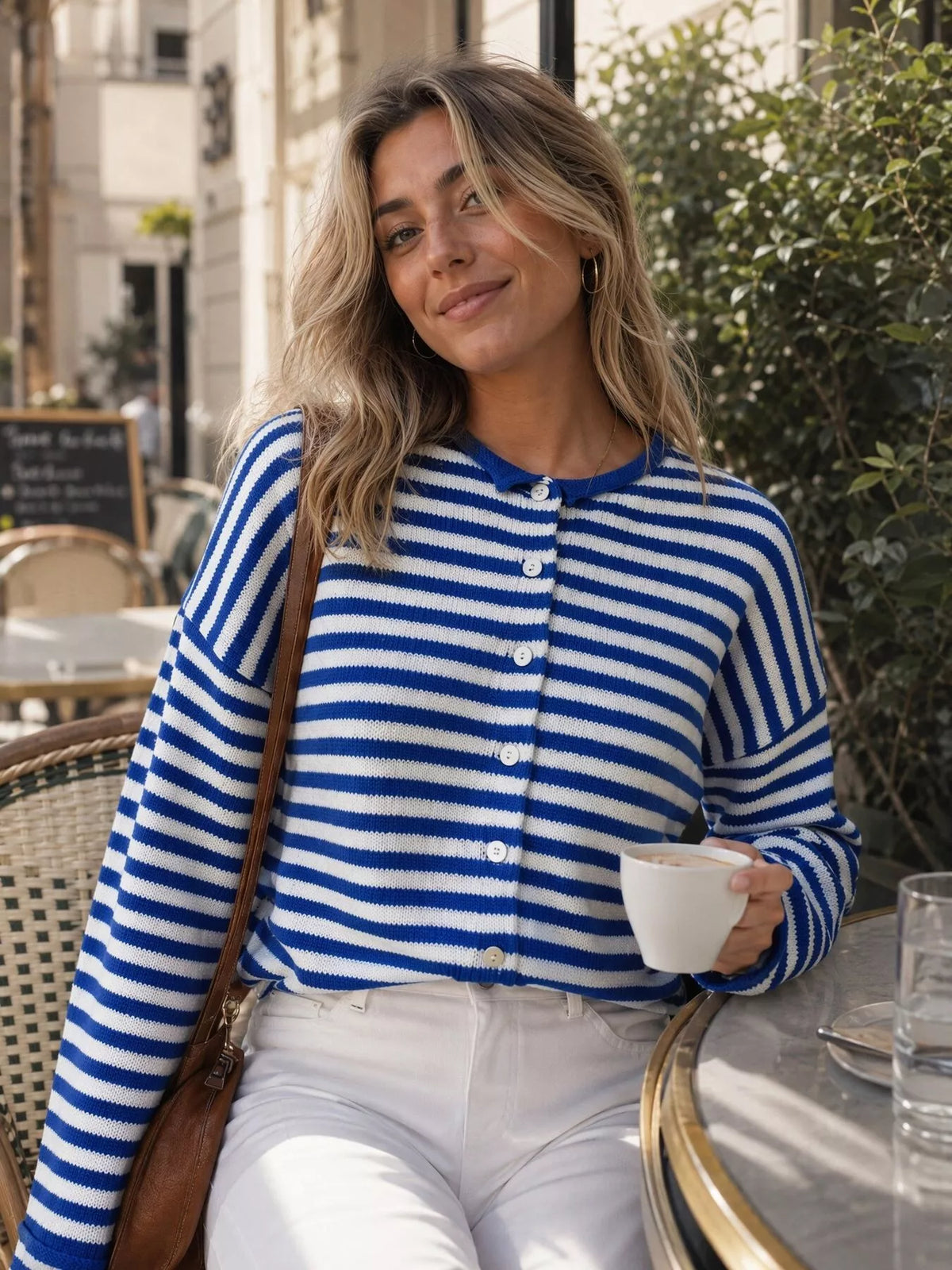 Women's Striped Button-Down Knit Cardigan – view 12