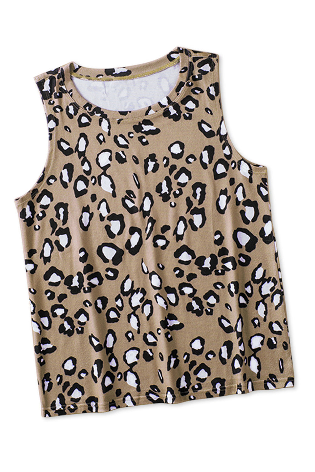 Dark Blue Cheetah Print Crew Neck Tank Top