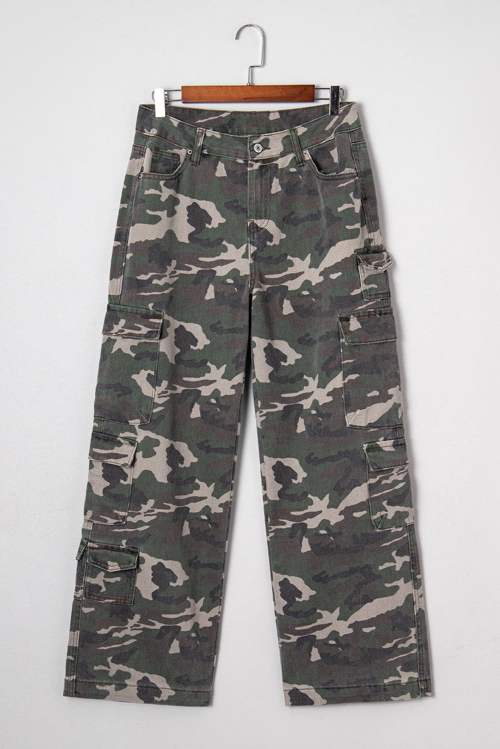 Green Camo Multi Pocket Cargo Wide Leg Jeans  Shop One Place