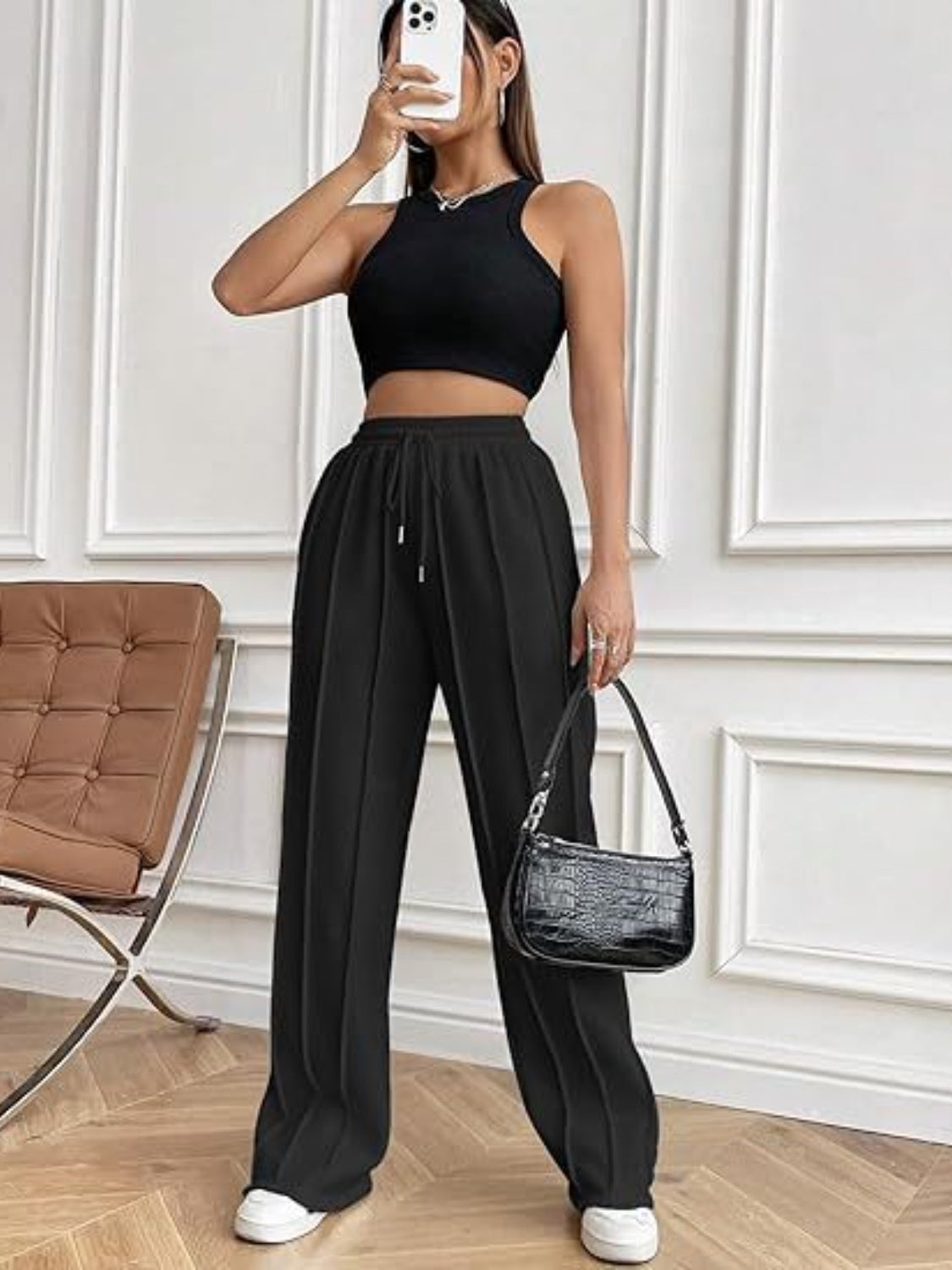 Drawstring Wide Leg Pants with Pockets  Shop One Place