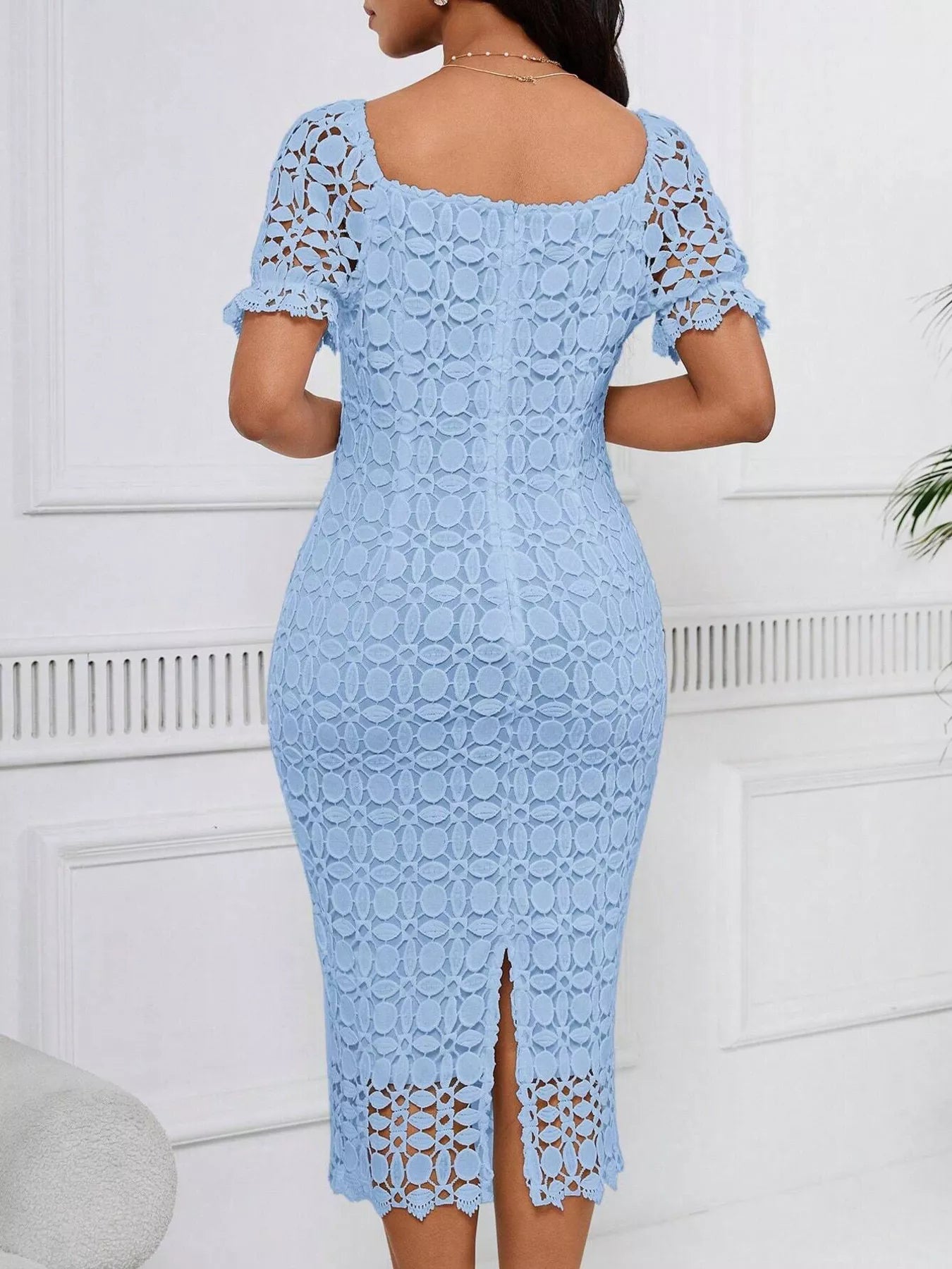 Lace Short Sleeve Midi Dress  Shop One Place
