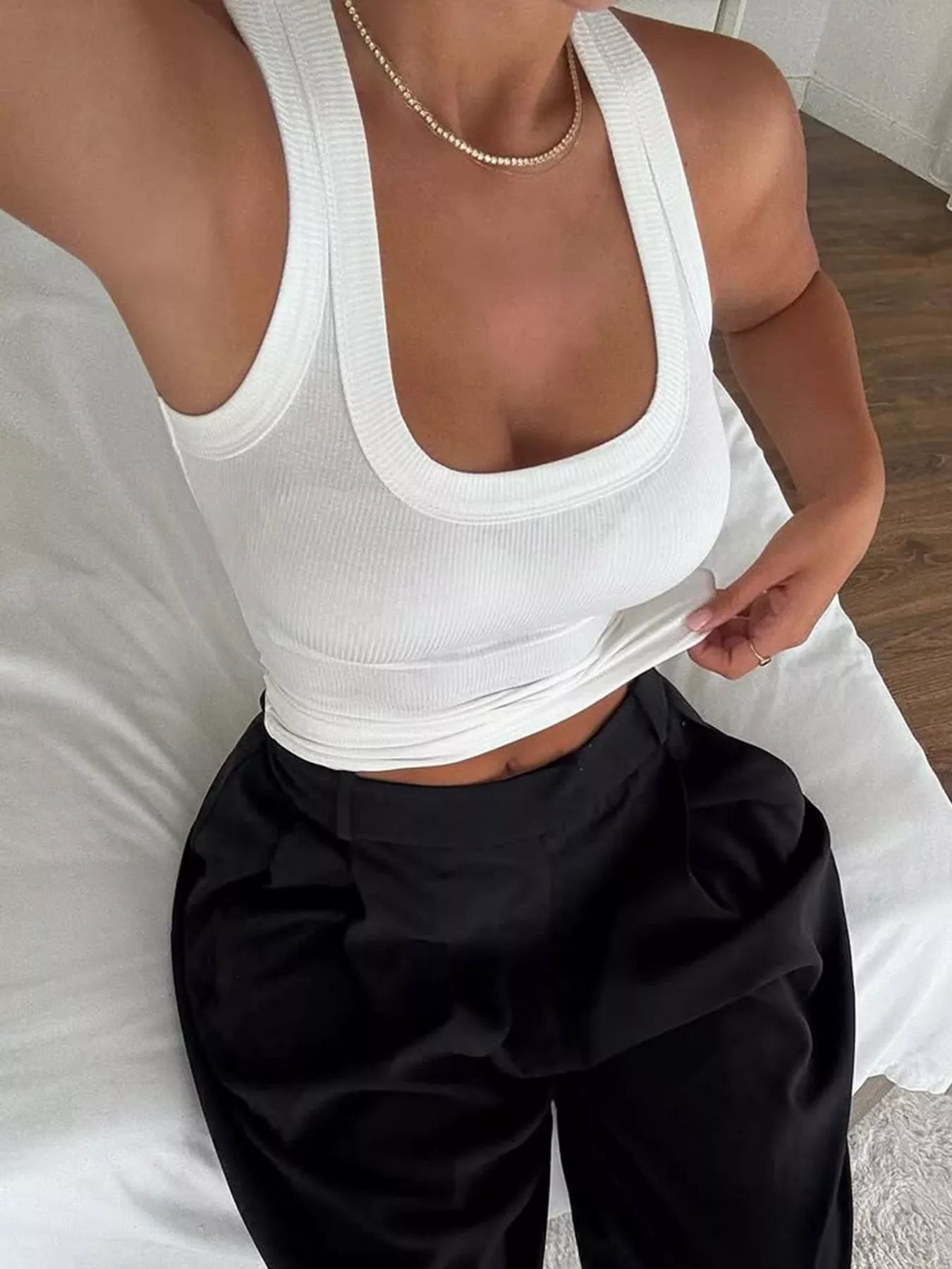 Ribbed Knit Slim Fit Tank  Shop One Place