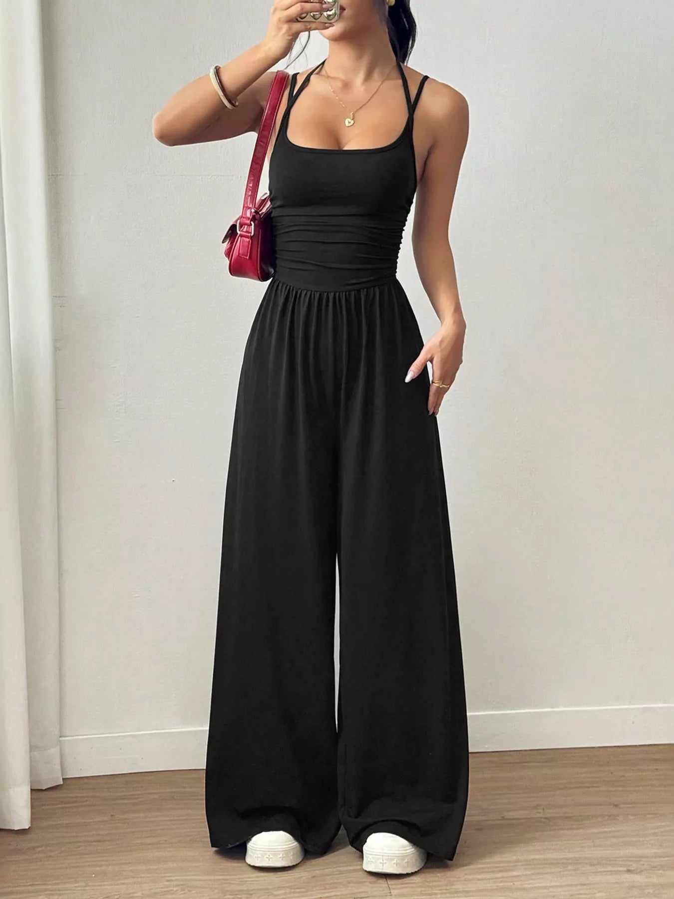 Spaghetti Strap Wide Leg Jumpsuit  Shop One Place
