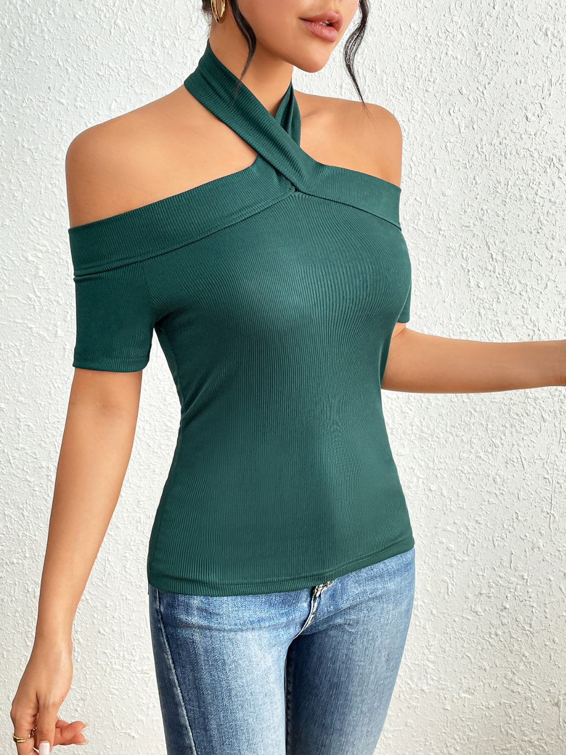 Halter Neck Short Sleeve T-Shirt