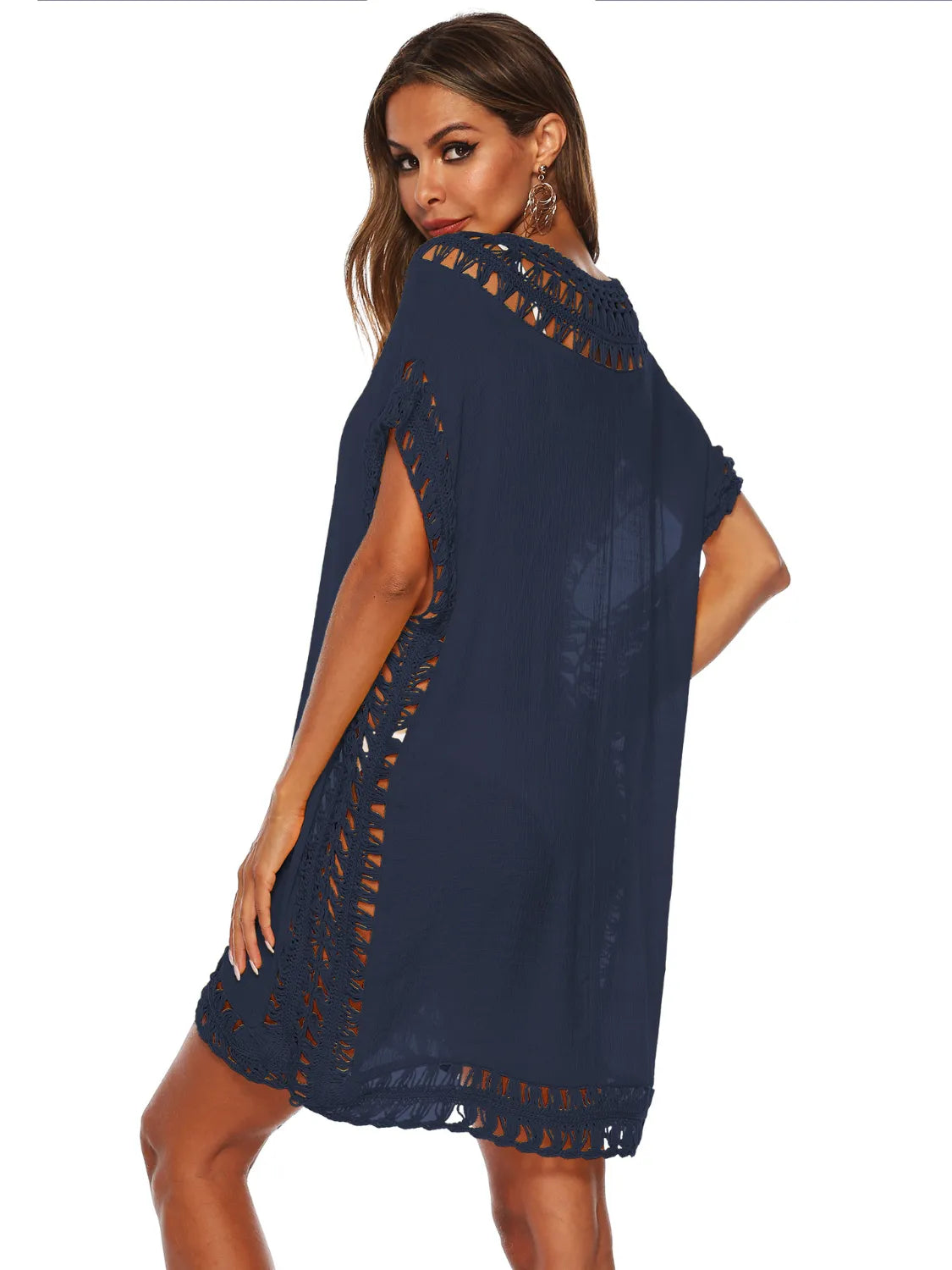Bohemian Crochet Trim Beach Cover Up Dress  Shop One Place