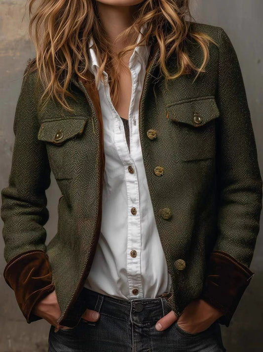 Women's Vintage Herringbone Tweed Blazer