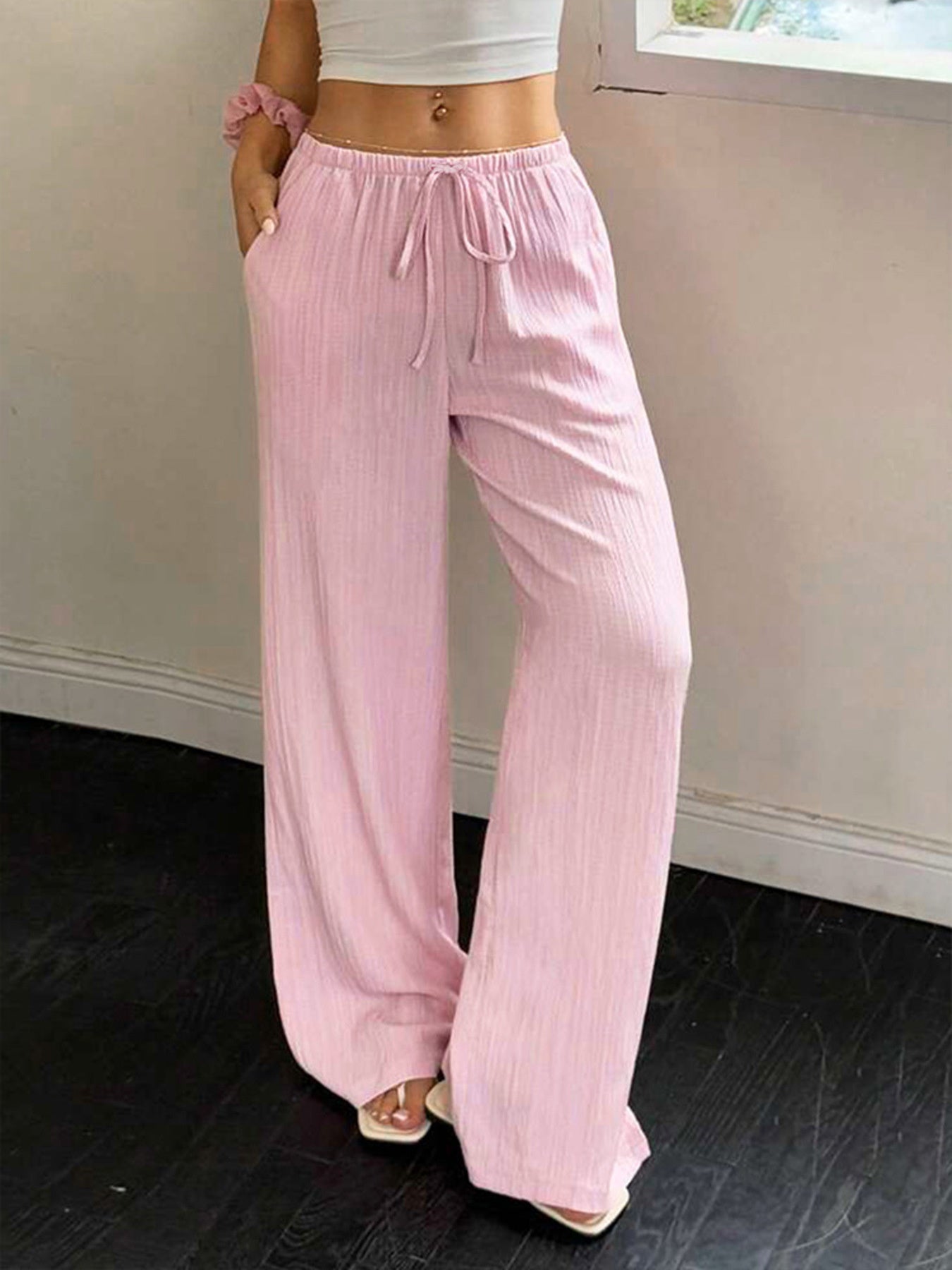 Tied Wide Leg Pants  Shop One Place