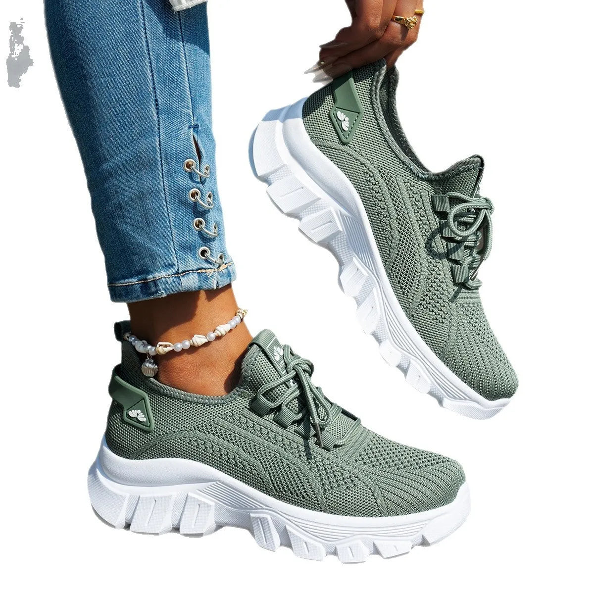 Mesh Lace Up Platform Athletic  Shop One Place