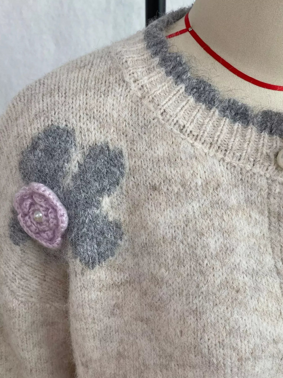Floral Applique Button-Down Knit Cardigan  Shop One Place