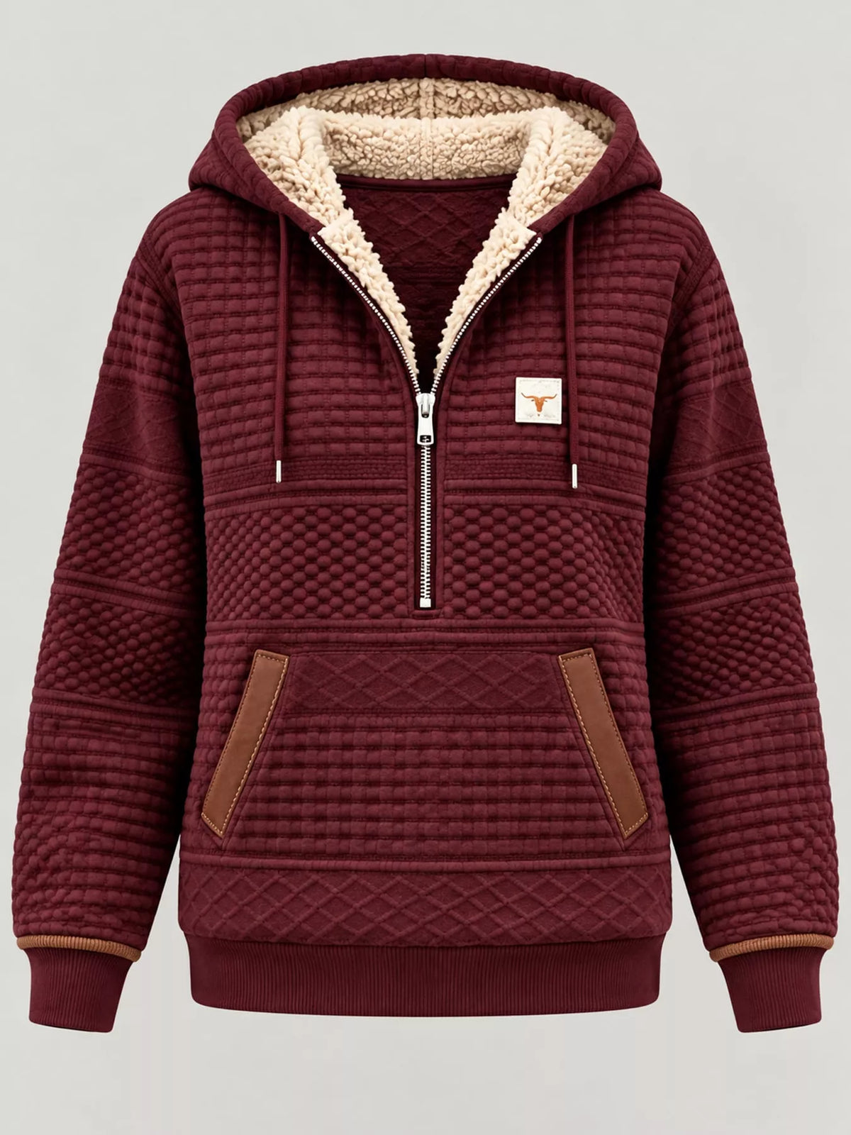 Women's Half-Zip Textured Hoodie with Pockets – view 8