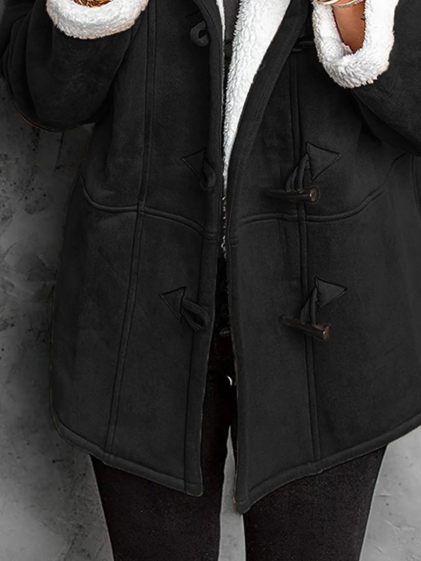 Full Size Cozy Sherpa Lined Toggle Coat with Hood Plus Size  Shop One Place