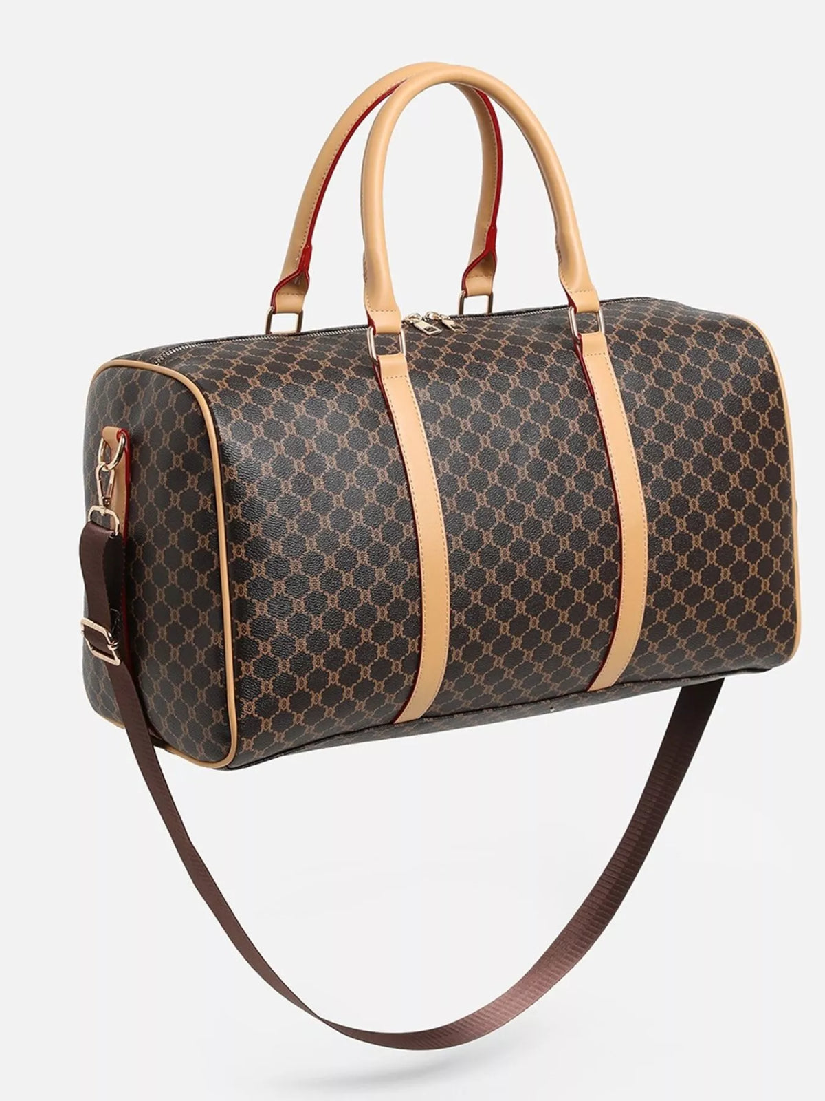 Patterned Vegan Leather Travel Duffle Bag – view 9