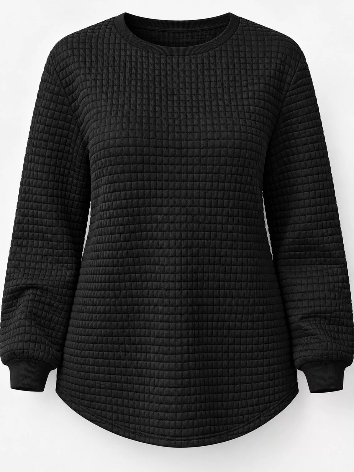 Women's Plus Size Waffle Knit Crew Neck Sweatshirt – view 13