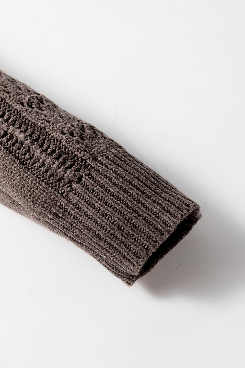 Dark Khaki Hollow Knit Drop Shoulder Cardigan  Shop One Place