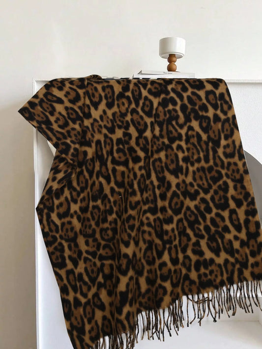 Leopard Print Fringe Scarf – view 2