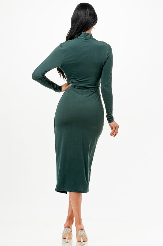 Criss Cross long sleeve midi dress