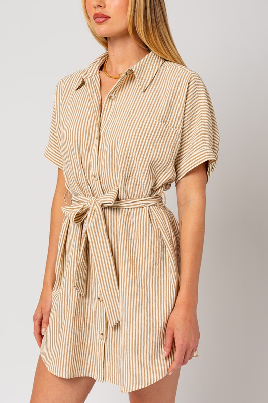 Half Sleeve Button Down Shirt Dress