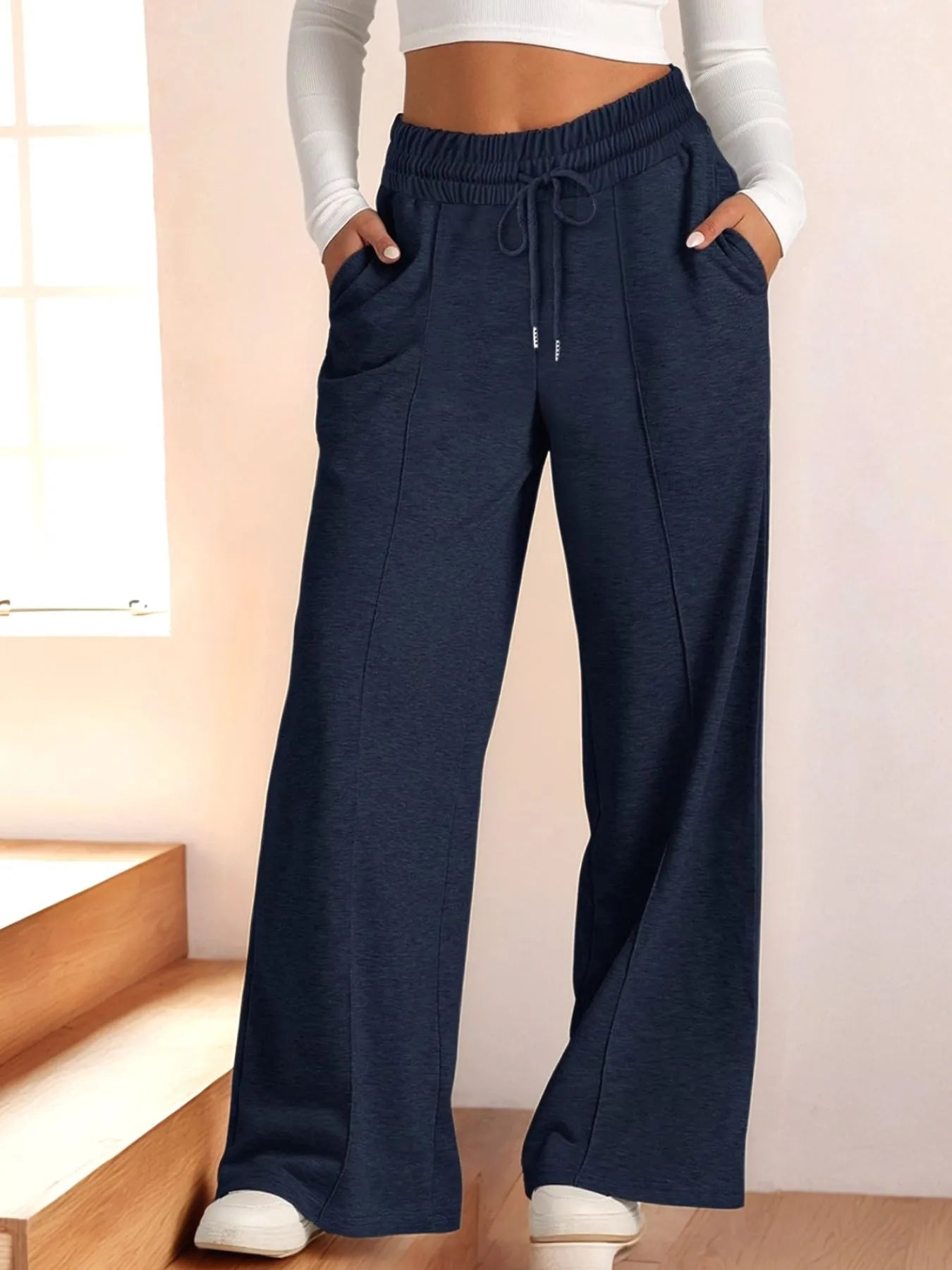 Full Size Drawstring Relaxed Fit Wide Leg Pants Plus Size  Shop One Place