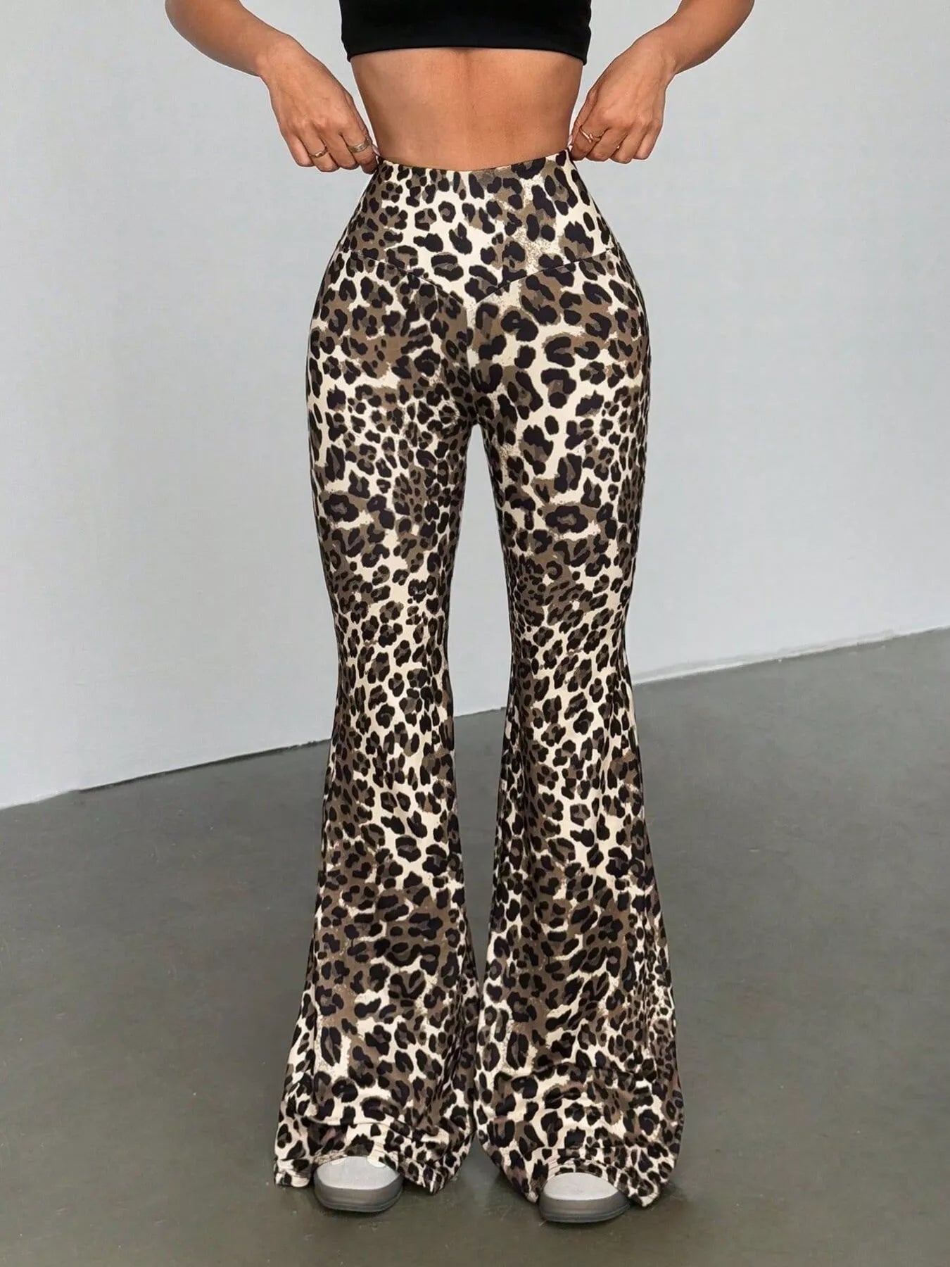 Leopard Print High Waist Flare Pants  Shop One Place