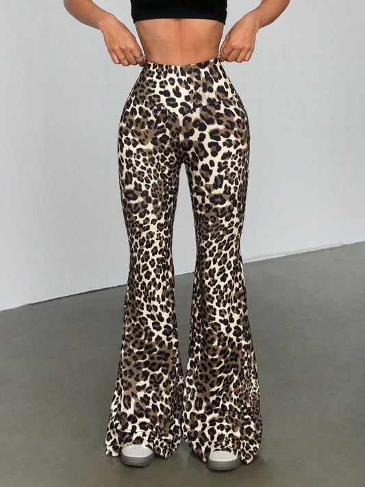 Leopard Print High Waist Flare Pants  Shop One Place