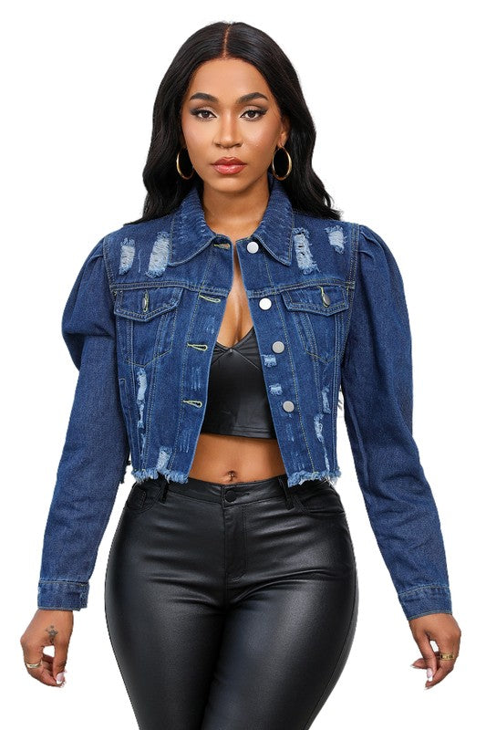 NAVY HOBO DENIM JACKET