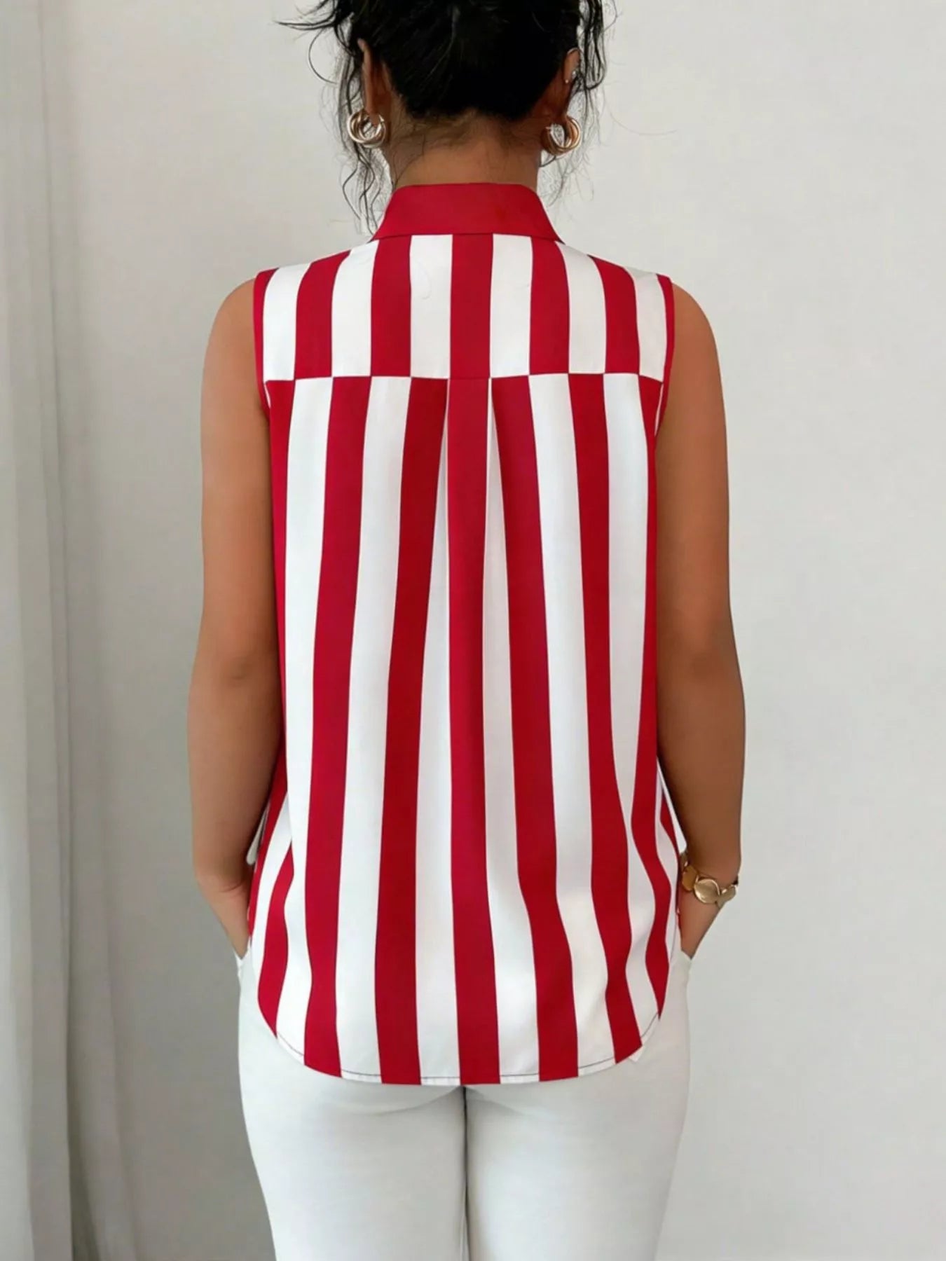 Button Up Sleeveless Shirt  Shop One Place