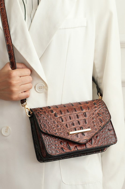 MKF Vanta Solid Croc-Embossed Saddle Bag by Mia K  Shop One Place